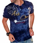 Jaylvis T-Shirt V-Kragen Herren Freizeit Blau/Dunkelblau/Hellblau