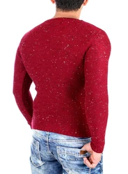 Reslad Strickpullover Crewneck RS-3105 Dunkelrot/Rot/Bordeaux