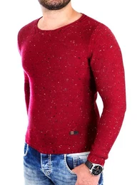 Strickpullover Strickpullover Herren Crewneck melierter Pullover RS-3105 (1-tlg) Rundhalspullover Pulli fr Mnner