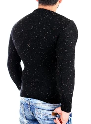 Reslad Strickpullover Crewneck RS-3105 Silber/Schwarz