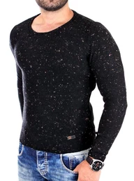 Strickpullover Strickpullover Herren Crewneck melierter Pullover RS-3105 (1-tlg) Rundhalspullover Pulli fr Mnner