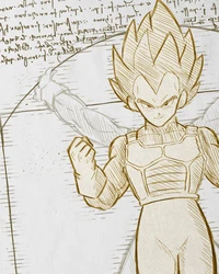 style3 T-Shirt Vitruvianischer Vegeta Weiß/Silber