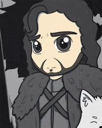 Style3 T-Shirt Jon Schnee Chibi Snow der Nachtwache Game of Thrones Schwarz/Grau/Weiß/Dunkelgrau