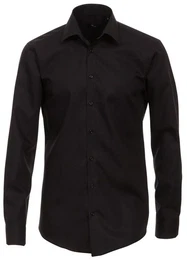 Businesshemd Herren Hemd extra langer Arm 72cm Langarm Hemd uni modern fit Kentkragen, schwarz HL80, 44