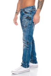 Cipo & Baxx Slim-fit Jeans Hose mit Nahtdesign Blau/Hellblau