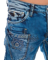 Cipo & Baxx Slim-fit Jeans Hose mit Nahtdesign Blau/Hellblau