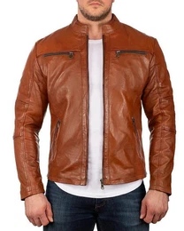 Lederjacke Herren bergangsjacke 20RS20LUX Braun ECHTLEDER S im Casual Look