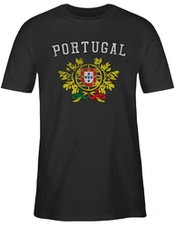 Shirtracer T-Shirt Portugal Wappen WM 2024 Rot/Braun/Orange/Dunkelrot/Grün/Rosa