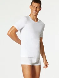Schiesser T-Shirt (4-tlg) Weiß/Grau/Schwarz
