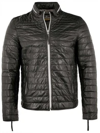 Lederjacke Steph - Herren Lederjacke Steppjacke Lammnappa schwarz