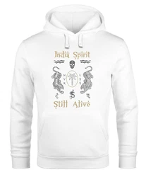 Neverless Hoodie Herren Tiger Spirit Schriftzug Indien Silber/Weiß/Grau