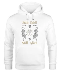 Neverless Hoodie Herren Tiger Spirit Schriftzug Indien Silber/Weiß/Grau