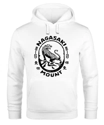 Neverless Hoodie Herren Tiger Aufdruck Japan Schriftzeichen Nagasaki Mount Schriftzug Kapuzen-Pullover Braun