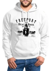 Neverless Hoodie Herren Retro Print Leuchturm Motiv Schriftzug Freeport Island Kapuzen-Pullover Dunkelrot/Schwarz/Grün/Hellblau/Weiß/Braun