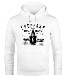 Hoodie Hoodie Herren Retro Print Leuchturm Motiv Schriftzug Freeport Island Kapuzen-Pullover Mnner