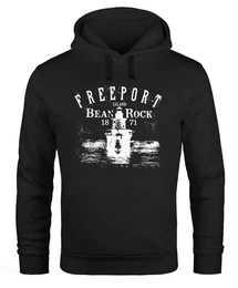 Hoodie Hoodie Herren Retro Print Leuchturm Motiv Schriftzug Freeport Island Kapuzen-Pullover Mnner
