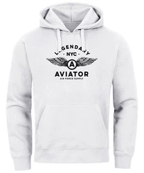 Neverless Hoodie Herren Legendary NYC Aviator Air Force Luftwaffe Flügel Hellblau/Gelb/Silber