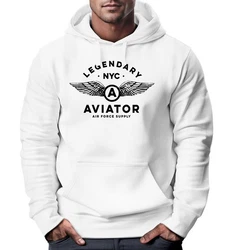 Neverless Hoodie Herren Legendary NYC Aviator Air Force Luftwaffe Flügel Hellblau/Gelb/Silber