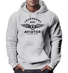 Neverless Hoodie Herren Legendary NYC Aviator Air Force Luftwaffe Flügel Hellblau/Hellgrau/Grau/Silber