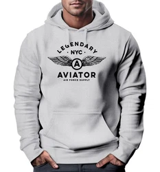 Neverless Hoodie Herren Legendary NYC Aviator Air Force Luftwaffe Flügel Hellblau/Hellgrau/Grau/Silber