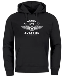Neverless Hoodie Herren Legendary NYC Aviator Air Force Luftwaffe Flügel Hellblau/Gelb/Lila