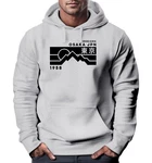 Neverless Hoodie Herren Aufdruck Osaka JPN japanische Schriftzeichen Fashion Grau/Hellgrau/Silber