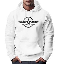 Hoodie Hoodie Herren Airforce Symbol Stern Army Military Aufdruck Emblem