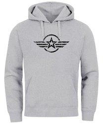 Neverless Hoodie Herren Airforce Symbol Blau/Hellgrau/Grau/Dunkelgrün