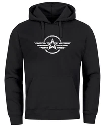Neverless Hoodie Herren Airforce Symbol Blau/Dunkelgrün/Schwarz