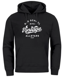 Neverless Hoodie Herren College Style Schwarz/Creme/Grau