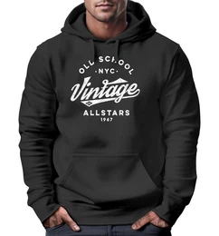 Hoodie Hoodie Herren College Style Schriftzug Oldschool Vintage Allstars