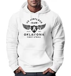 Neverless Hoodie Herren US Airforce Oklahoma Aviator Kapuzen-Pullover Creme/Grau/Weiß