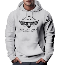 Neverless Hoodie Herren US Airforce Oklahoma Aviator Kapuzen-Pullover Grau/Hellgrau