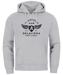 Neverless Hoodie Herren US Airforce Oklahoma Aviator Kapuzen-Pullover Grau/Hellgrau