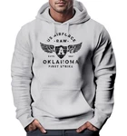 Neverless Hoodie Herren US Airforce Oklahoma Aviator Kapuzen-Pullover Grau/Hellgrau