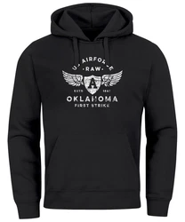 Neverless Hoodie Herren US Airforce Oklahoma Aviator Kapuzen-Pullover Braun/Dunkelblau/Schwarz/Dunkelrot/Grau