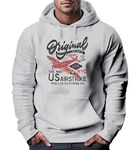 Neverless Hoodie Herren US Airforce Army Spitfire Flugzeug Vintage (###) Hellgrau/Dunkelgrau/Rot/Beige/Dunkelrot/Grau