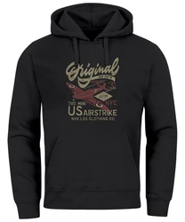 Neverless Hoodie Herren US Airforce Army Spitfire Flugzeug Vintage (###) Dunkelgrau/Beige/Schwarz/Grau