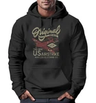Neverless Hoodie Herren US Airforce Army Spitfire Flugzeug Vintage (###) Dunkelgrau/Beige/Schwarz/Grau