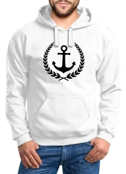 Neverless Hoodie Herren Anker Lorbeerkranz Model Dunkelblau/Weiß/Creme