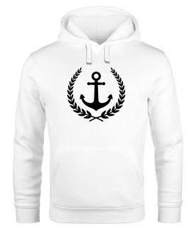 Neverless Hoodie Herren Anker Lorbeerkranz Model Dunkelblau/Weiß/Creme Neverless Hoodie Herren Anker Lorbeerkranz Model Dunkelblau/Weiß/Creme