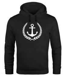 Hoodie Hoodie Herren Anker Lorbeerkranz Aufdruck Print Kapuzen-Pullover Mnner Fashion Streetstyle