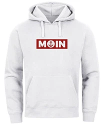 Neverless Hoodie Herren Moin norddeutsch Morgen Anker Kapuzenpullover Beige/Dunkelrot/Rot/Weiß/Hellblau