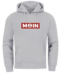 Neverless Hoodie Herren Moin norddeutsch Morgen Anker Kapuzenpullover Beige/Dunkelrot/Hellblau/Grau/Rot