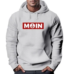 Neverless Hoodie Herren Moin norddeutsch Morgen Anker Kapuzenpullover Beige/Dunkelrot/Hellblau/Grau/Rot