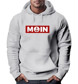 Neverless Hoodie Herren Moin norddeutsch Morgen Anker Kapuzenpullover Beige/Dunkelrot/Hellblau/Grau/Rot