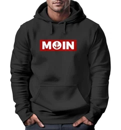 Hoodie Hoodie Herren Moin norddeutsch Morgen Anker Kapuzen-Pullover Print