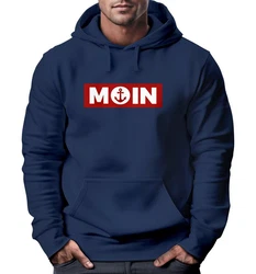 Neverless Hoodie Herren Moin norddeutsch Morgen Anker Kapuzenpullover Hellblau/Dunkelblau