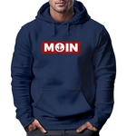 Neverless Hoodie Herren Moin norddeutsch Morgen Anker Kapuzenpullover Hellblau/Dunkelblau