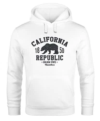 Neverless Hoodie Herren California Republic Weiß/Rot/Dunkelgrün/Braun
